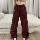Zingj Pants Women 2024 Summer New Parachute Pants High Waist Wide Leg Casual Band Sports Pants