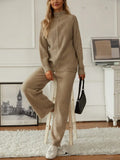 2025 New Thick Knitted Set Of Women's Zipper Lap-Fleet Sweater Cardigan + Wide