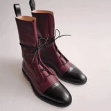 Korea 100 British comfortable tie leather tip low heel Martin boot woman flat bottom short