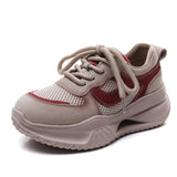 Layer Kraft Mesh Breathable Thick Base Old Dad Shoes 2025 Spring Sports Casual Shoes Women Comfortable Soft Sole Single