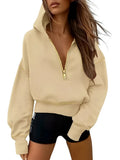Women's Clothing 2025 Spring And Autumn Half Zipper Short Hoodie Women