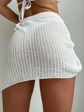 Holiday Skirt Knitted Hollow Ass Draw Rope Sexy Perspective Beach