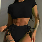 2022 New Drawstring Strap High-Waisted Swimsuit