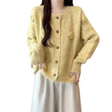 Small Fresh Three-Dimensional Flowers Knitted Shirt Women Autumn And Winter New Design Sense Age-Sensitive Sweater Coat