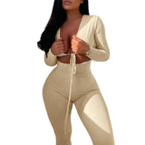 Summer Women's Sexy Umbilly Tying With Hollow Long Sleeves Of