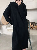 for Women New Loose Knit Jumper for Autumn Winter Long Knee-length Korean Fashion Dress Streetwear Sweater Dresses