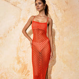 Beach Skirt Knitted Hollow Sexy Sling With Long Beach Bathwear Sunscreen