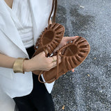 New Woven Sandals Women's Summer Ins Wind Small Retro Hollow Bao Head Roman Flat
