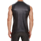 Zingj Men's Sexy Matte Leather Vest Bright Leather Sleeveless Vest Size Accurate No