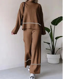 Zingj 2023 New Solid Color Casual Top Loose And Comfortable Design Sense Micro La Trousers Suit Women-Outfit