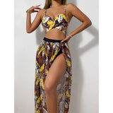 2025 New Split Swimsuit Sexy Bikini Net Dress Three-Piece Swimsuit Female