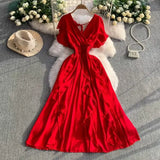 Niche Design Cross V Collar Small Flying Sleeves To Show Thin Chiffon Dress Super Fairy Leaves Side