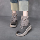 Leather Thick Bottom Boots Autumn And Winter Plus Velvet Warm Cotton Boots Round Head Zipper Retro Short Boots Martin