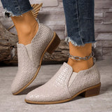 Women's Shoes In The Fall Of 2025 New Pointed Deep Mouth Single Shoes Brown Thick Heel And Ankle Shoes 42 43 Large Size Small Leather