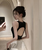 Zingj Women's Wear 2023 Summer Sleeveless Black Inside With Sexy Short Outside