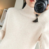 Zingj Winter New Half High Collar Sweater Female Inside Build Not Cashmere Long Sleeve Thick Knit Bottom Shirt Loose Jacket-Outfit