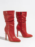 Fine And Short Boots Woman Walking Show High Heel Side Zipper Character Feet