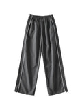 Piping Detail Wide Leg Track Pants- Outfit