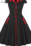4XL Big Size Women Summer Vintage Cotton Dress 2023 Rockabilly Big size 5XL Swing Retro Black Dress Party Feminino