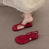 Coffee French Fine-Dip Evening Sandals Fairy Shoes Wear 2025 Summer New Holiday Flat Roman