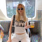 Zingj Print Slim T-Shirt Female Summer INS Hot Girls Slim Crop New