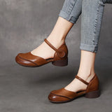 Leather Hollow Sandals Women's Flat Summer New Retro Art Leisure Single Shoes Breathable Shallow Mother