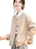 Goods Beautiful Camel Knitted Jacket Lady 2025 Autumn And Winter New Small Loose Outside Clothes