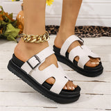 New Large-Size Slippers Women's Thick-Bottomed Buckle Solid Color Casual Cold