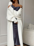 Of Stingy White Knitted Shirts Up Jacket Women Autumn And Winter Loose Fluffy Long Open