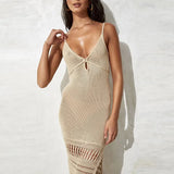 Sling Knitted Knitted Beach Burqa Strapped Lysobine Swimsuit Beach Dress