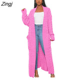 New Winter Warm Sweater Coat Women's cardigans Casual Long Knitted Cardigan Sweater Jacket Loose V-Neck