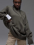 Wind White Label Decoration Rotten Sweater Women Lazy Wind Loose Long-Sleeved Hot Girls Autumn And Winter Clothes