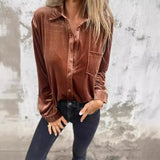 Gold Velvet Shirt 2025 Long-Sleeved Single Buckle With A Loose Bottom Shirt For