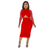 Zingj Fashion Women's Mesh Long Sleeve Solid Color Wrapped Breast Crop