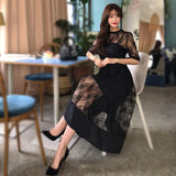 Temperament Lace Dress Woman 2025 Summer Famous Woman's Perspective Mesh + Slings Slimming Large
