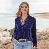 Golden Velvet Shirt Women's 2025 Long-Sleeved Velvet