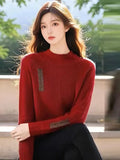 Red Sweater Women's Autumn And Winter Thick Knitted Shirt Fashion Life Year Short-Lived In The Middle Of The Year To Play The Bottom