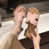 Boken Slippers Female H Drag Wear 2025 New High-End Sense French Flat-Bottomed Beach Word Drag