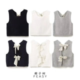 Women's Clothing 2025 Autumn New Street Fashion Vest Bow Sweater