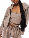Short Coat With Breast-Smeared Straight Trouser Trousers Sports Suit Casual Jacket Three-Piece High