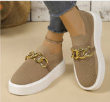 Bottom Flying Weaving Breathable Low-Top Single-Shoe Women's Chain Decoration Sleeve Lazy Happy Shoes