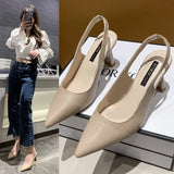 High Heels Women Tip 2025 New Autumn After The White Leather Air Single Shoes Black Fine Summer