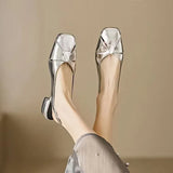 Women's Shoes Gold And Silver Double-Colored Bag Head Sandals 2025 Summer New Full Leather Retro Style With Low-Heeled