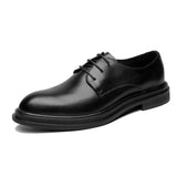 Leather Shoes Men's British Korean Version Pointed Patent Leather Black Fashion Shoes Business Dress Casual Bright Lace
