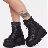 And Large-Size Flat Bottom With Martin Boots Women's Autumn And Winter Water Table Thick-Bottom Gothic-Style Boots Women