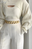 Women Sweater Suits 2 Pieces Female Chic Loose Casual Pullovers & Tank Tops Ladies Knitted