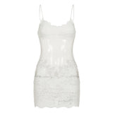Women's Sexy Elegant Lace Splicing Sexy Perspective Pull-Up Slinged Dress