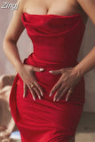 Quality Satin Maxi Dress Women Summer Party Dress 2023 New Arrivals Strapless Dress Sexy Celebrity Evening Club