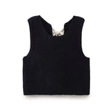 Women's Clothing 2025 Autumn New Street Fashion Vest Bow Sweater