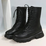 Winter New Large-Size Front With Thick Bottom Chkles And Fashion Buckle Round Head Martin Boots